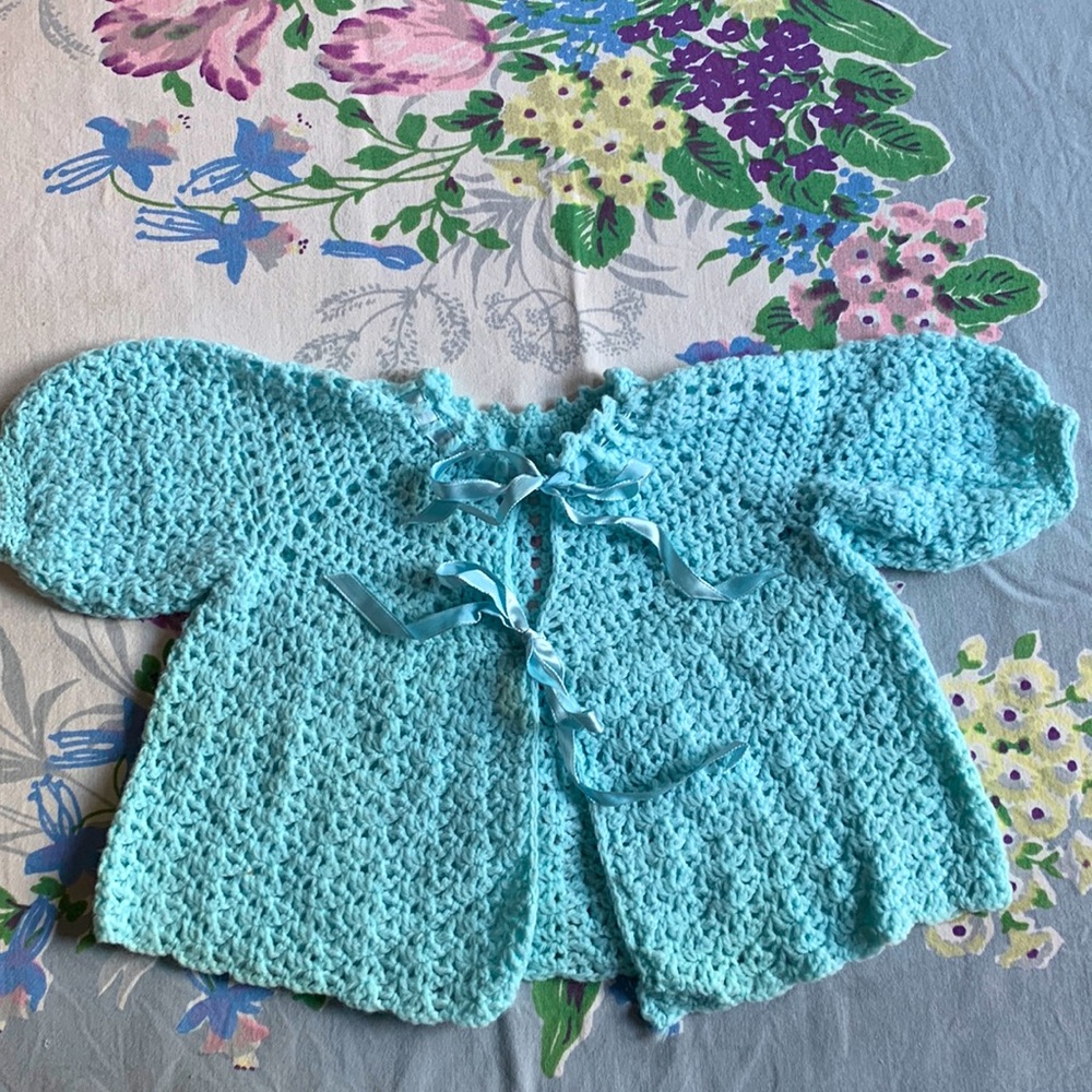 Handmade Vintage Blue Baby Cardigan